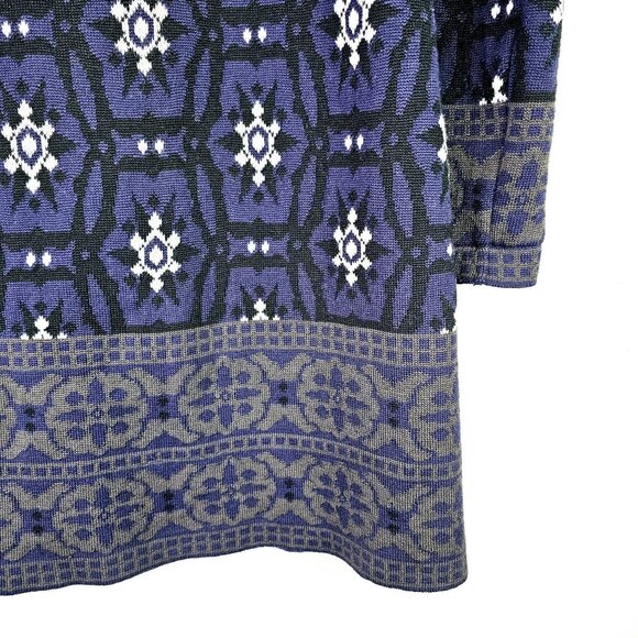 Twin-Set Simona Barbieri Royal Blue Geometric Snowflakes 100% Italian Wool Coat - Picture 6 of 12